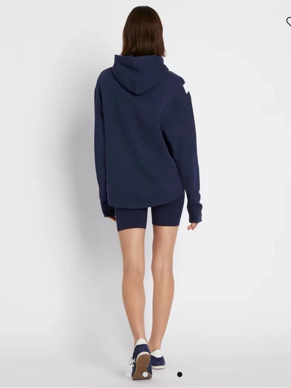 Tory Burch Tory Sport Navy White FRENCH TERRY CHEVRON HOODIE Pullover Small